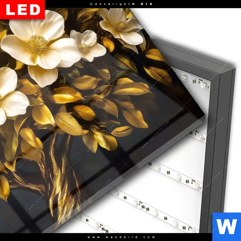 Wechselmotiv Acrylglas Canvalight® DIA | Blütenbaum im Luxusdesign | Querformat