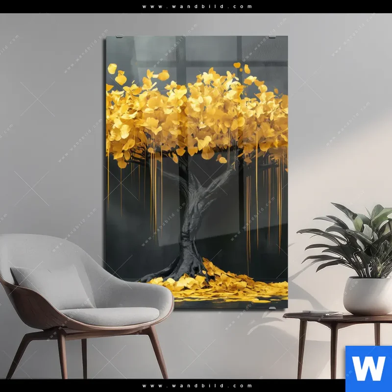 Acrylglasbild | Goldener Lebensbaum | Hochformat
