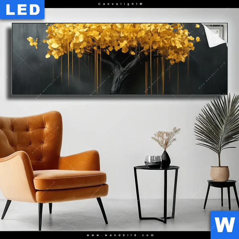 Canvalight® Leuchtbild | Goldener Lebensbaum | Panorama