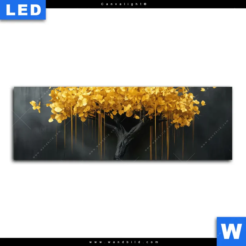 Canvalight® Leuchtbild | Goldener Lebensbaum | Panorama