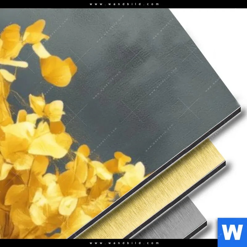 Aluminiumbild gebürstet | Goldener Lebensbaum | Schmal