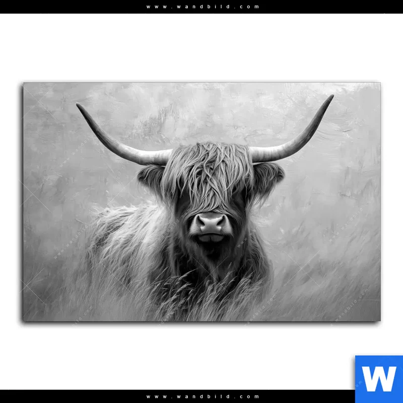 Alu-Dibond Bild | Hochlandrind - Majestätische Hörner | Querformat