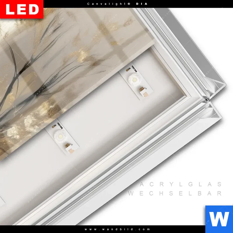 Leuchtbild Acrylglas Canvalight® DIA | Goldene Stille der Großstadt | Schmal
