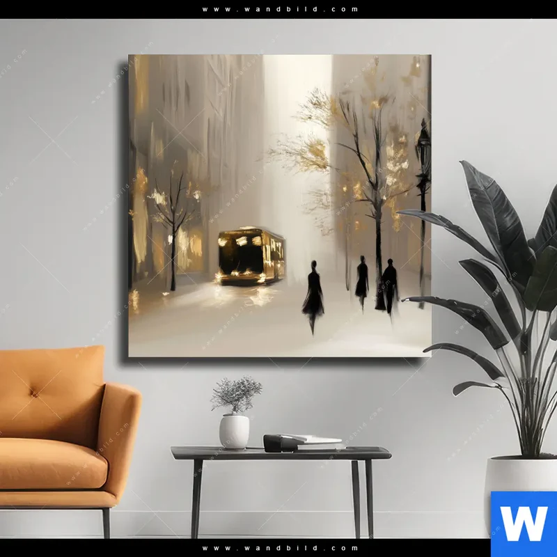 Leinwandbild | Goldene Stille der Großstadt | Quadrat