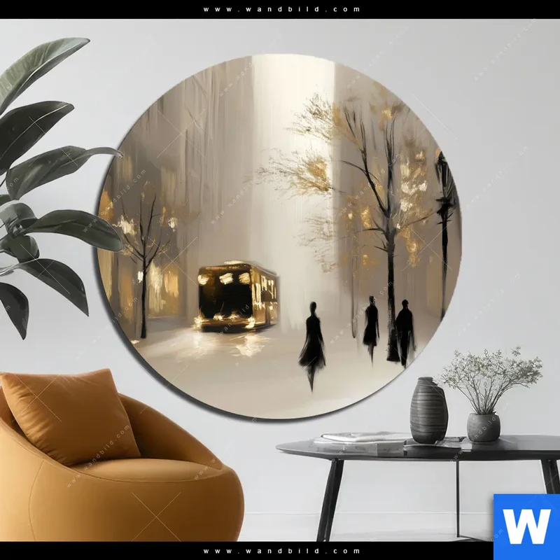 Alu-Dibond Bild | Goldene Stille der Großstadt | Rund