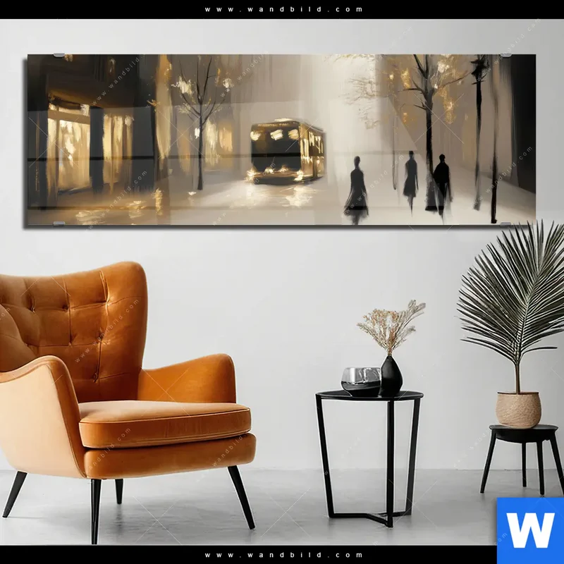 Acrylglasbild | Goldene Stille der Großstadt | Panorama