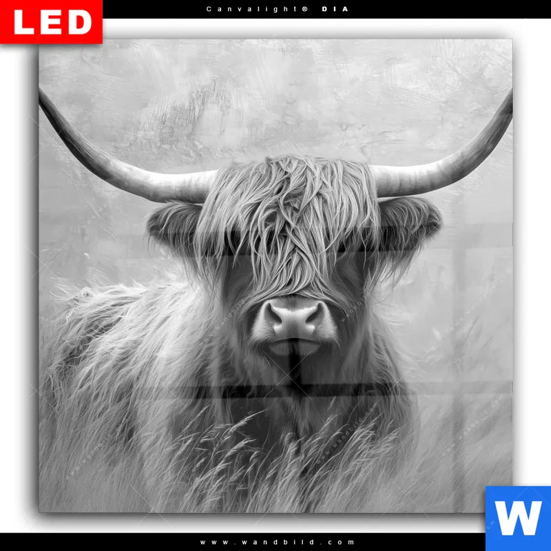 Wechselmotiv Acrylglas Canvalight® DIA | Hochlandrind - Majestätische Hörner | Quadrat