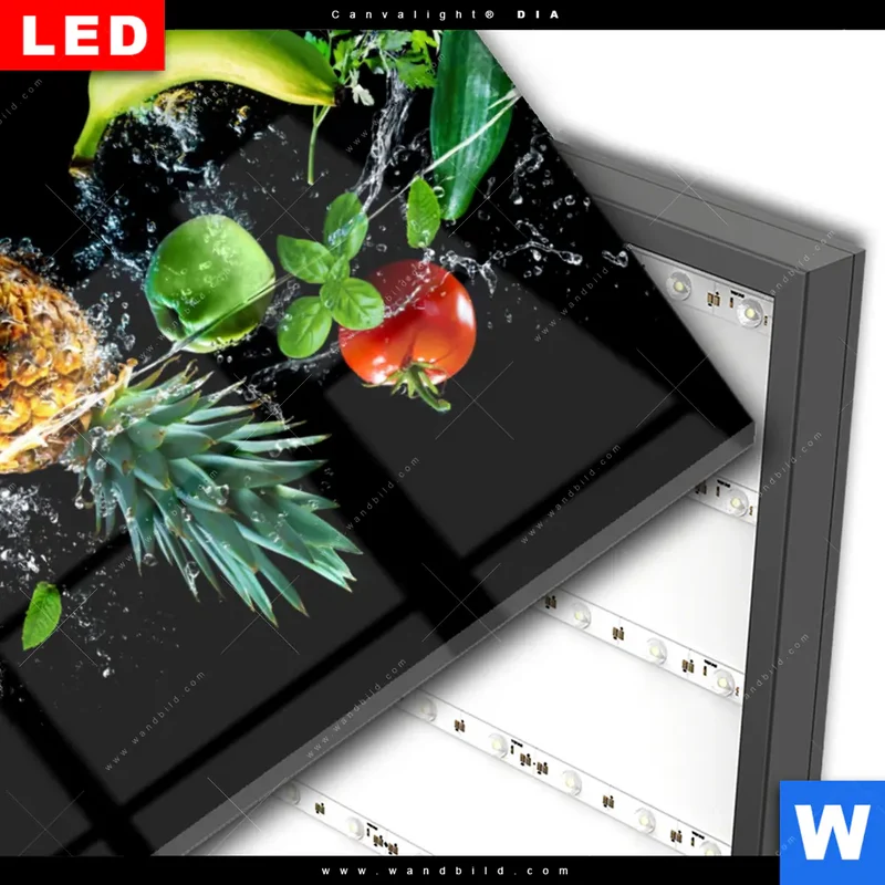 Wechselmotiv Acrylglas Canvalight® DIA | Obst & Gemüse - Splash-Moment | Hochformat