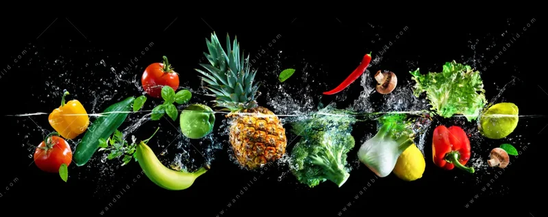 Spannbild | Obst & Gemüse - Splash-Moment | Querformat