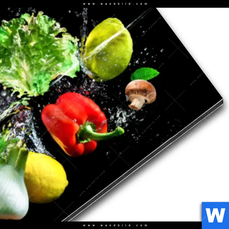 Alu-Dibond Bild | Obst & Gemüse - Splash-Moment | Panorama