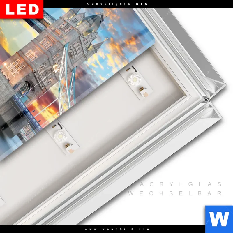 Leuchtbild Acrylglas Canvalight® DIA | Tower Bridge im Abendglanz | Quadrat