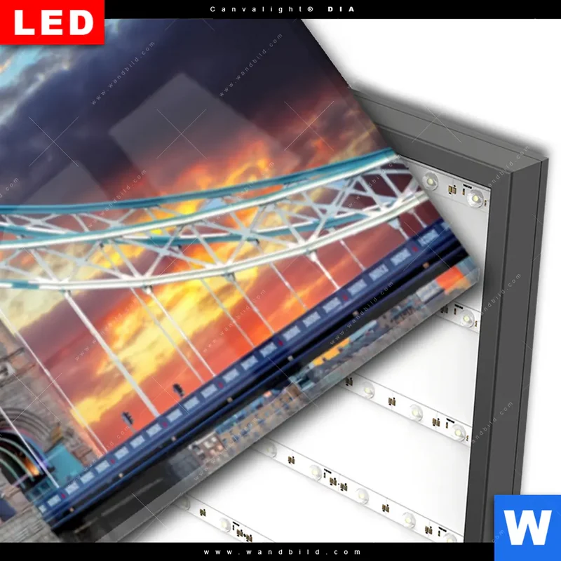Wechselmotiv Acrylglas Canvalight® DIA | Tower Bridge im Abendglanz | Panorama