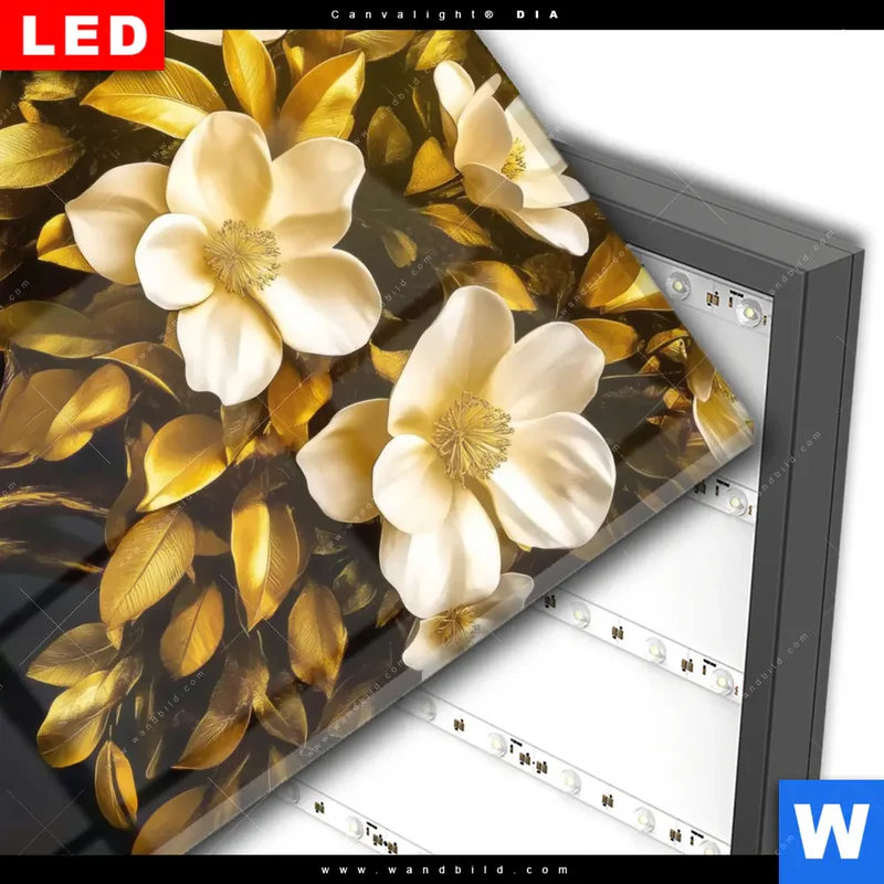 Wechselmotiv Acrylglas Canvalight® DIA | Blütenbaum im Luxusdesign | Quadrat