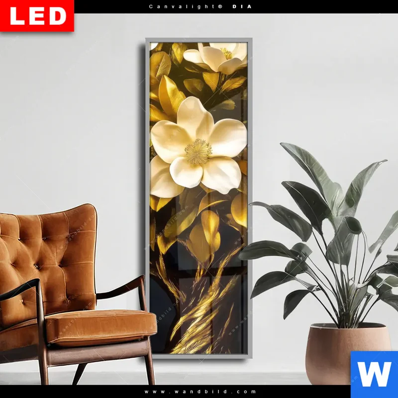 Wechselmotiv Acrylglas Canvalight® DIA | Blütenbaum im Luxusdesign | Schmal
