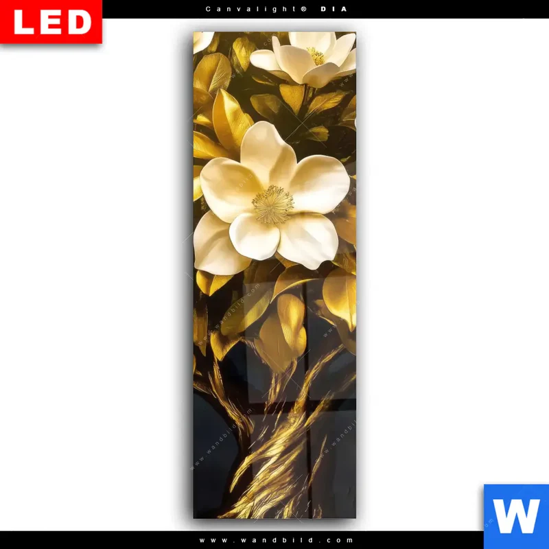 Wechselmotiv Acrylglas Canvalight® DIA | Blütenbaum im Luxusdesign | Schmal