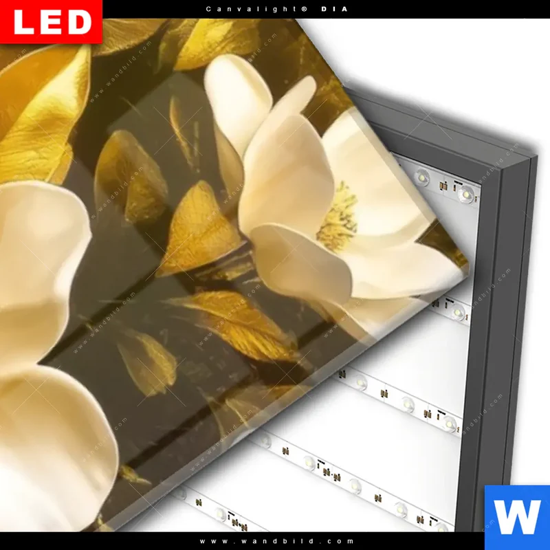 Wechselmotiv Acrylglas Canvalight® DIA | Blütenbaum im Luxusdesign | Schmal