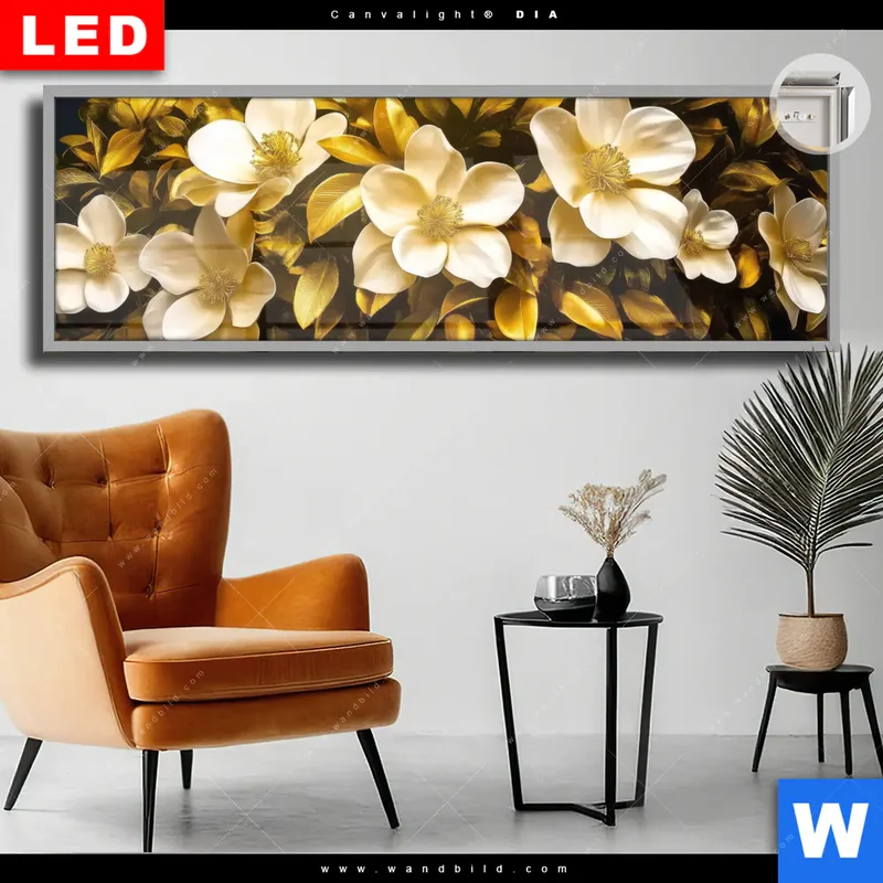 Leuchtbild Acrylglas Canvalight® DIA | Blütenbaum im Luxusdesign | Panorama