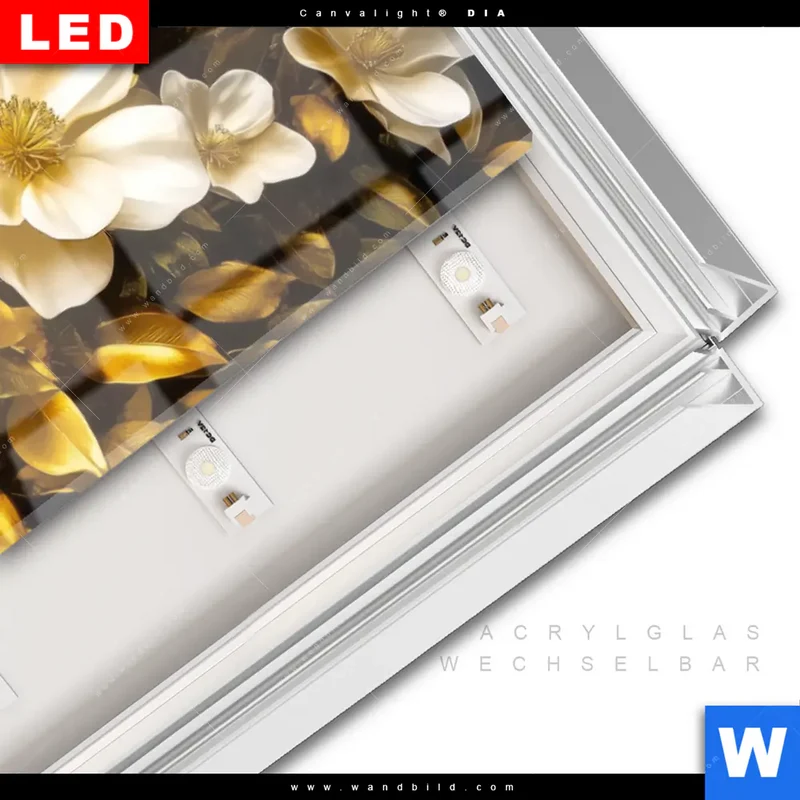 Leuchtbild Acrylglas Canvalight® DIA | Blütenbaum im Luxusdesign | Panorama