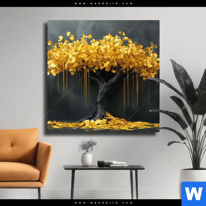 Leinwandbild | Goldener Lebensbaum | Quadrat