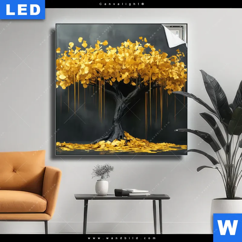 Canvalight® Leuchtbild | Goldener Lebensbaum | Quadrat