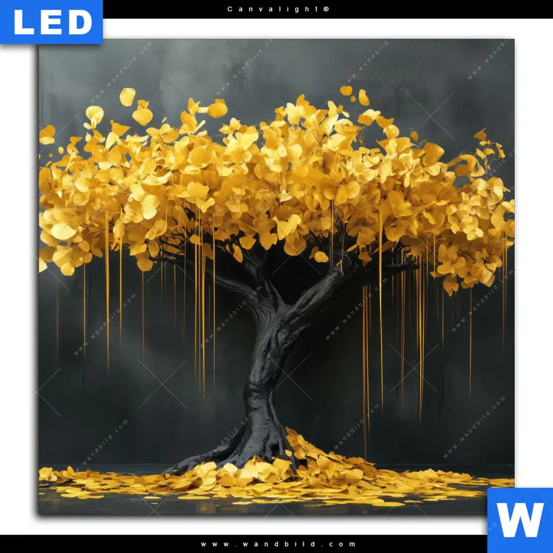 Canvalight® Leuchtbild | Goldener Lebensbaum | Quadrat