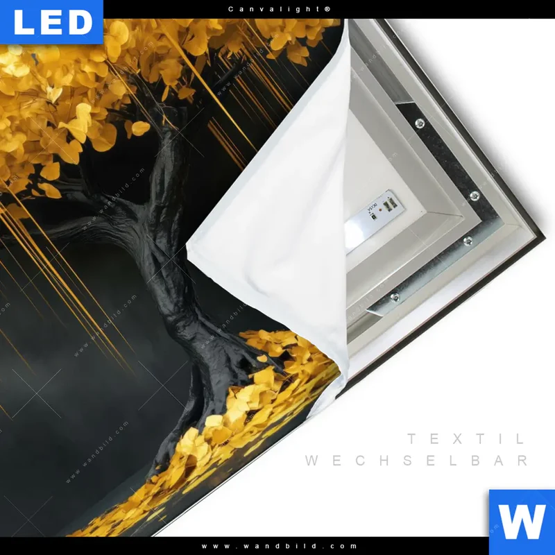 Canvalight® Leuchtbild | Goldener Lebensbaum | Quadrat