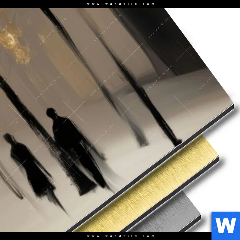 Aluminiumbild gebürstet | Goldene Stille der Großstadt | Panorama
