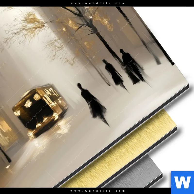Aluminiumbild gebürstet | Goldene Stille der Großstadt | Rund