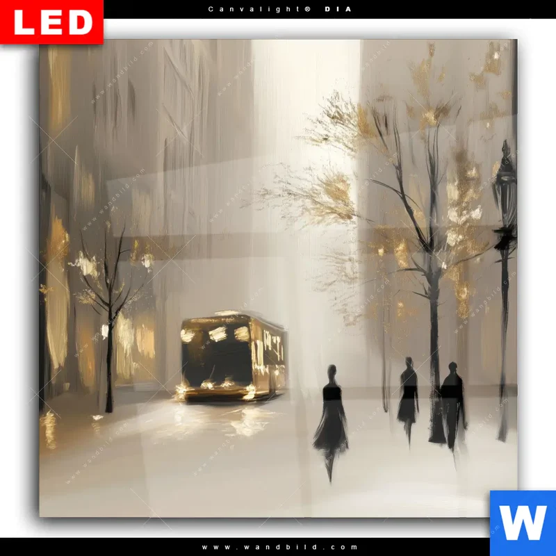 Wechselmotiv Acrylglas Canvalight® DIA | Goldene Stille der Großstadt | Quadrat