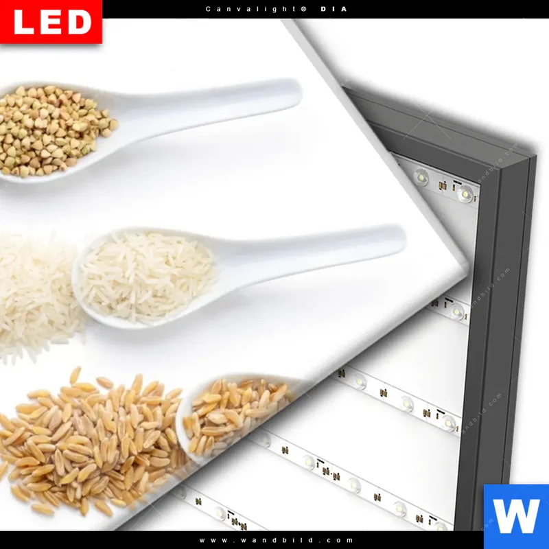 Wechselmotiv Acrylglas Canvalight® DIA | Vielfalt im Löffel | Quadrat
