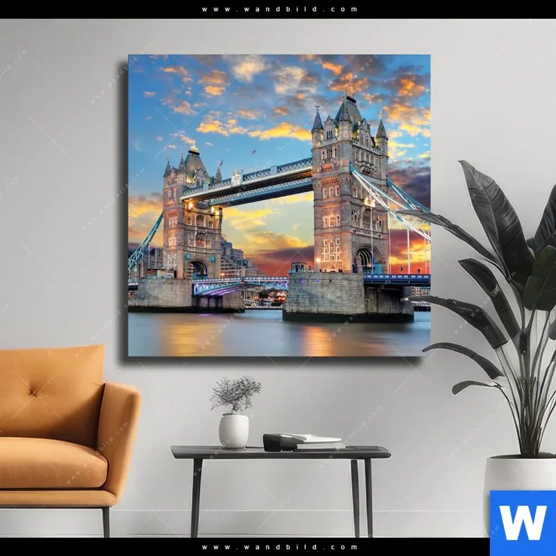 Leinwandbild | Tower Bridge im Abendglanz | Quadrat