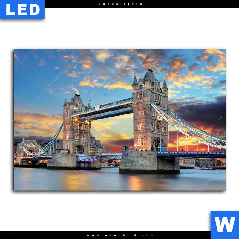 Canvalight® Leuchtbild | Tower Bridge im Abendglanz | Querformat