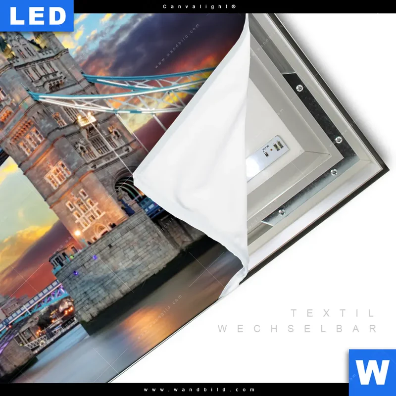 Canvalight® Leuchtbild | Tower Bridge im Abendglanz | Querformat