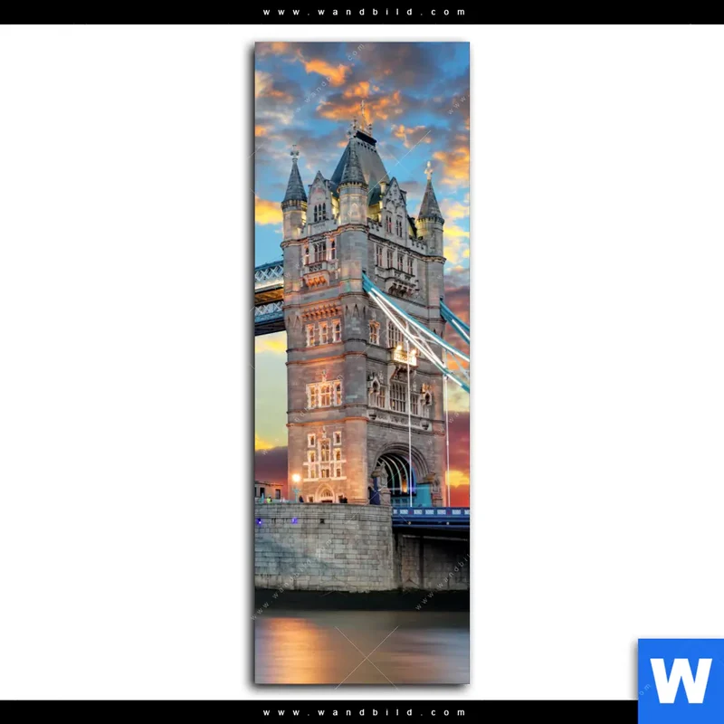 Aluminiumbild gebürstet | Tower Bridge im Abendglanz | Schmal