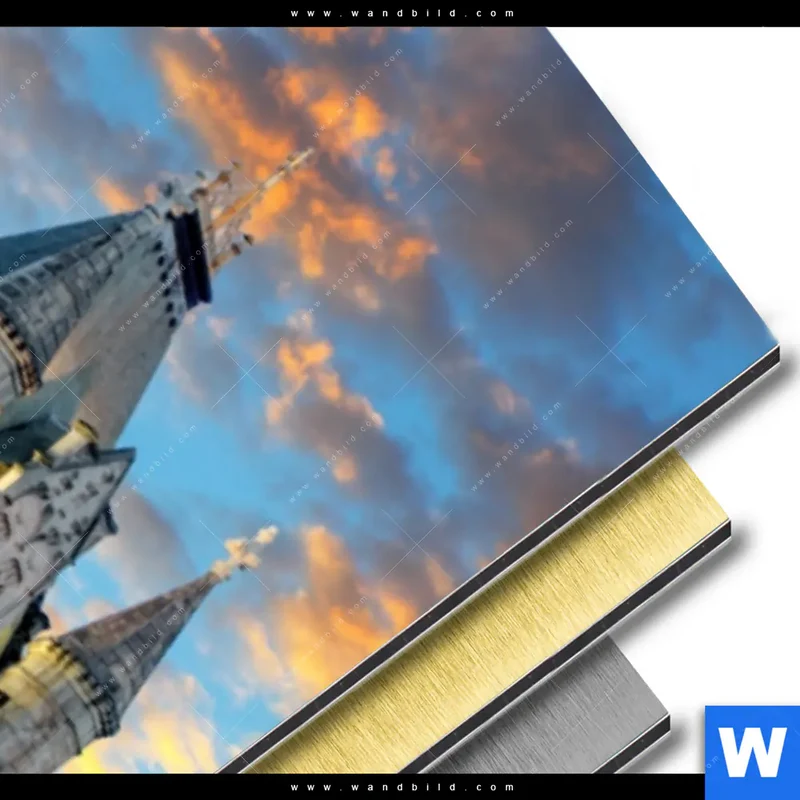 Aluminiumbild gebürstet | Tower Bridge im Abendglanz | Schmal