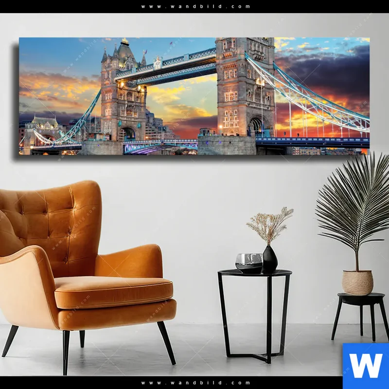 Leinwandbild | Tower Bridge im Abendglanz | Panorama