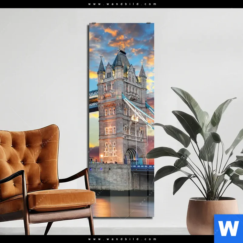 Acrylglasbild | Tower Bridge im Abendglanz | Schmal