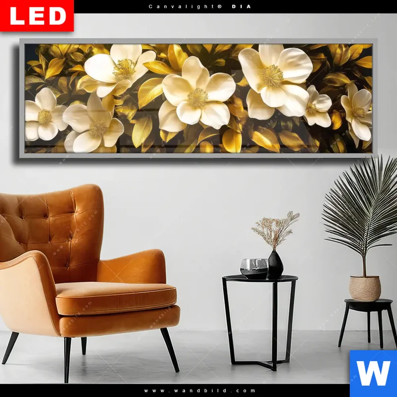 Wechselmotiv Acrylglas Canvalight® DIA | Blütenbaum im Luxusdesign | Panorama