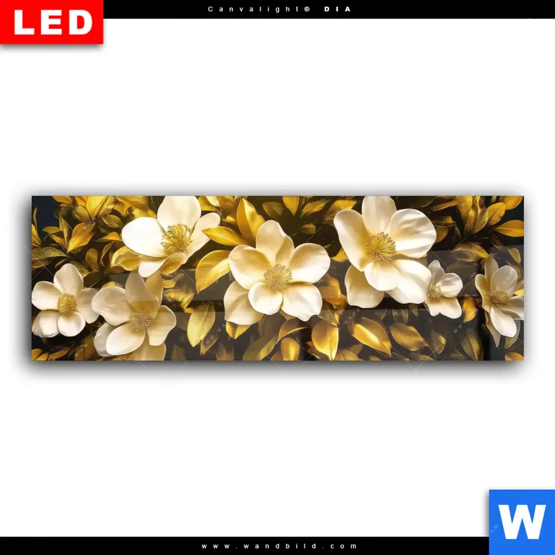 Wechselmotiv Acrylglas Canvalight® DIA | Blütenbaum im Luxusdesign | Panorama