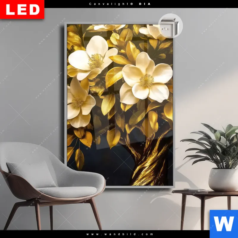 Leuchtbild Acrylglas Canvalight® DIA | Blütenbaum im Luxusdesign | Hochformat