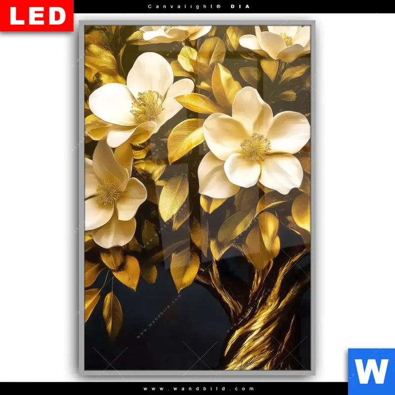 Leuchtbild Acrylglas Canvalight® DIA | Blütenbaum im Luxusdesign | Hochformat