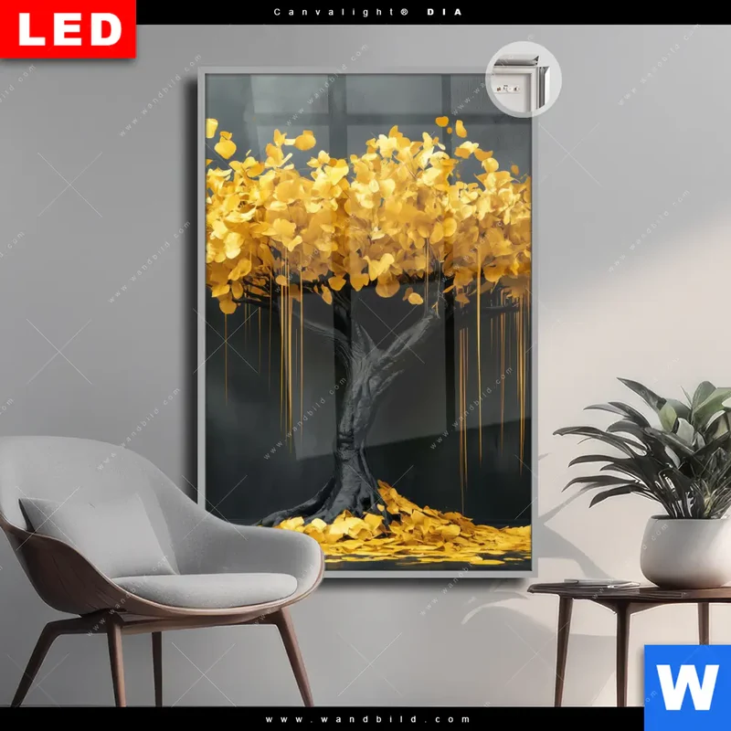 Leuchtbild Acrylglas Canvalight® DIA | Goldener Lebensbaum | Hochformat