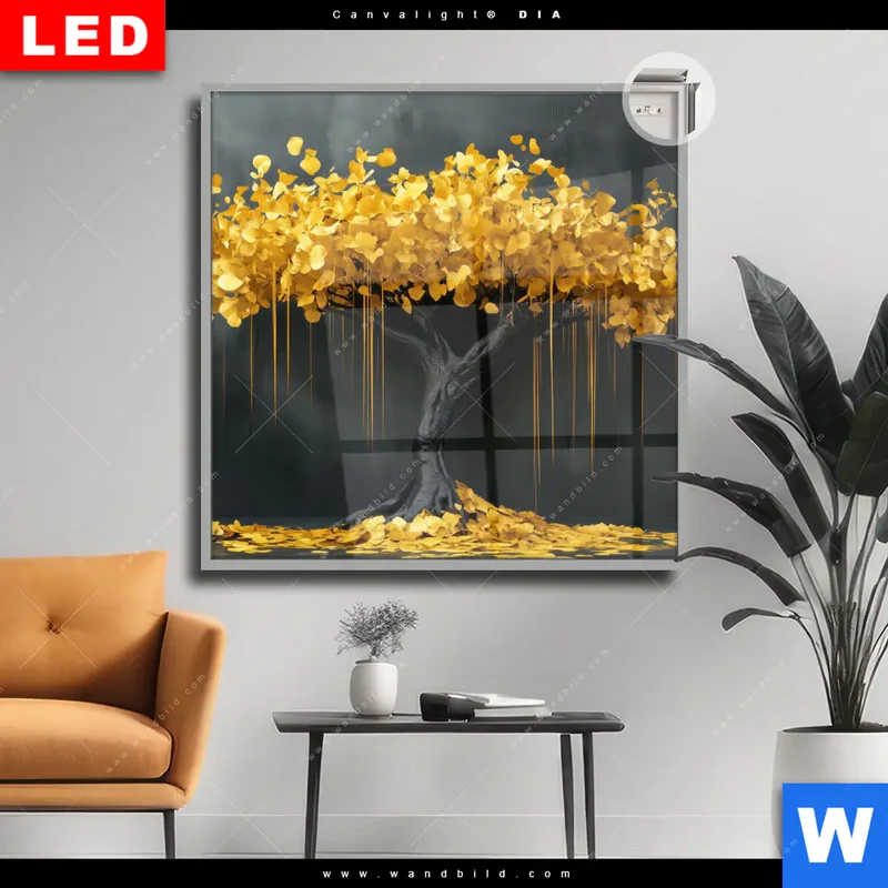 Leuchtbild Acrylglas Canvalight® DIA | Goldener Lebensbaum | Quadrat