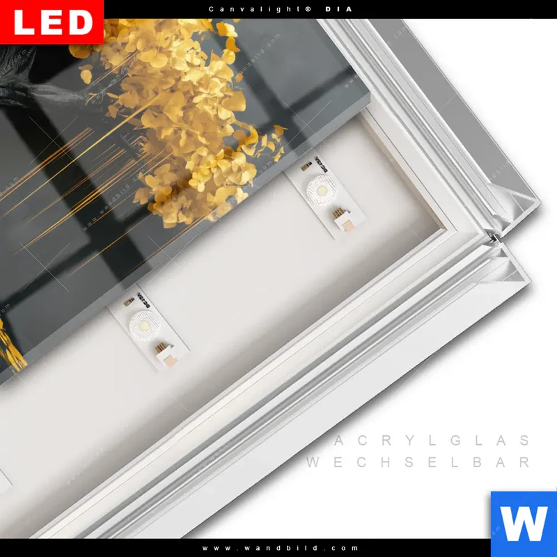 Leuchtbild Acrylglas Canvalight® DIA | Goldener Lebensbaum | Quadrat