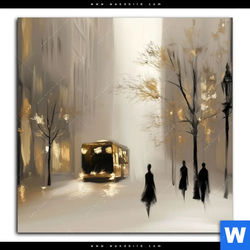 Acrylglasbild | Goldene Stille der Großstadt | Quadrat