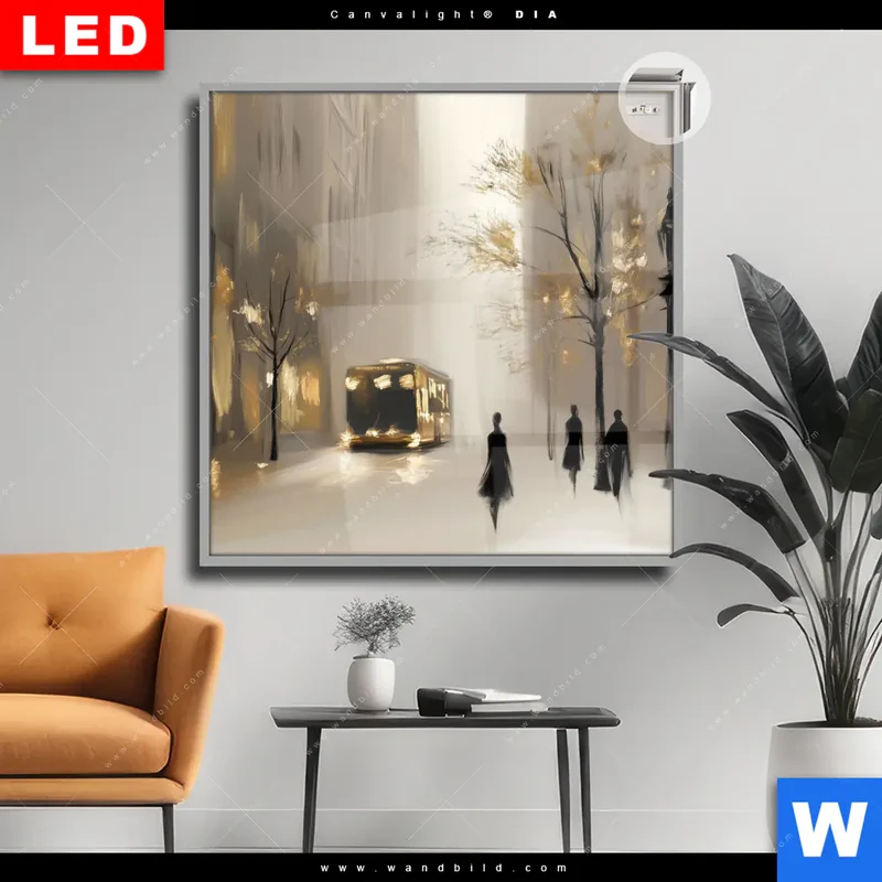 Leuchtbild Acrylglas Canvalight® DIA | Goldene Stille der Großstadt | Quadrat