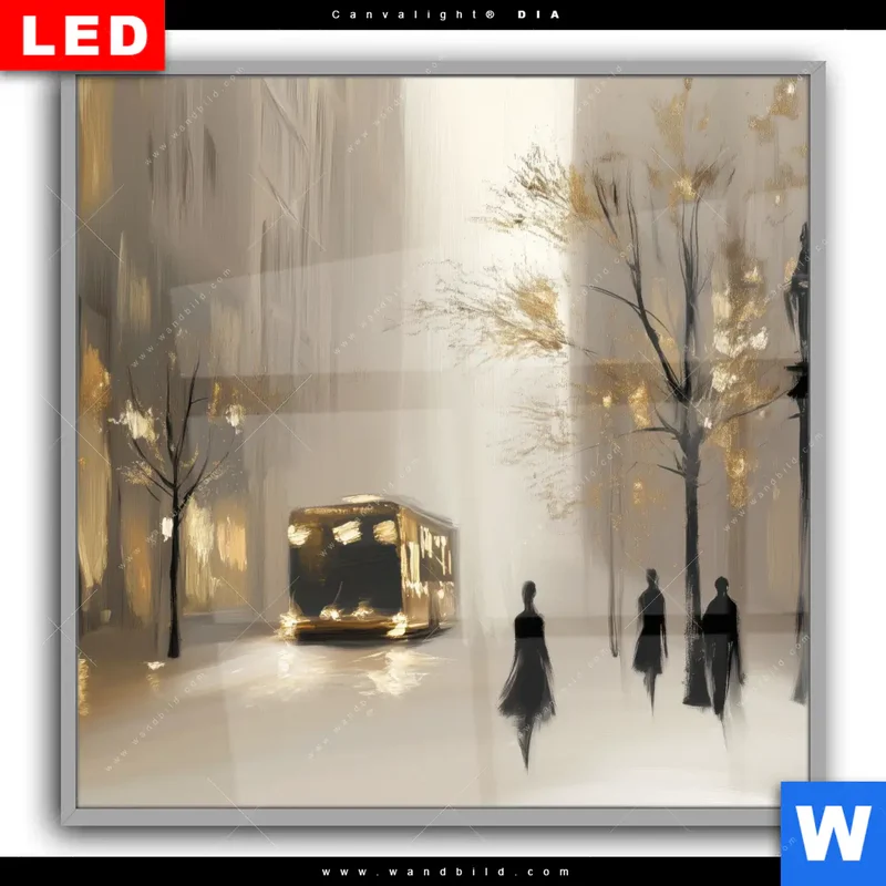 Leuchtbild Acrylglas Canvalight® DIA | Goldene Stille der Großstadt | Quadrat