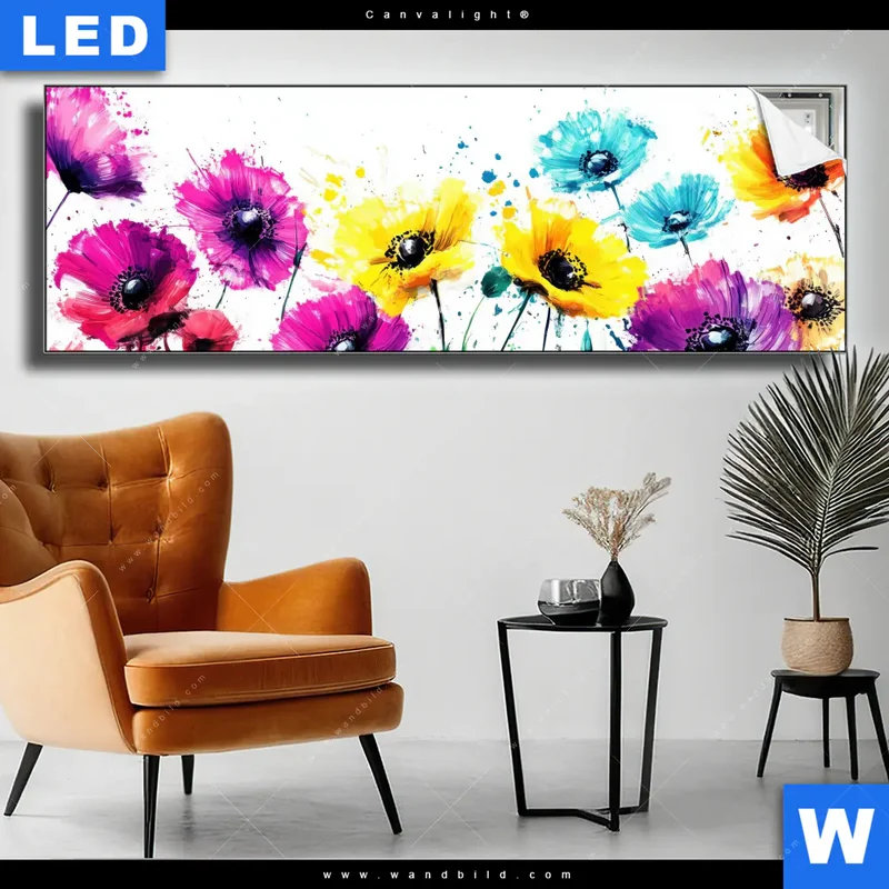 Canvalight® Leuchtbild | Bunte Blütenexplosion | Panorama