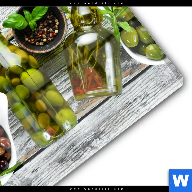 Acrylglasbild | Mediterrane Olivenvielfalt | Quadrat