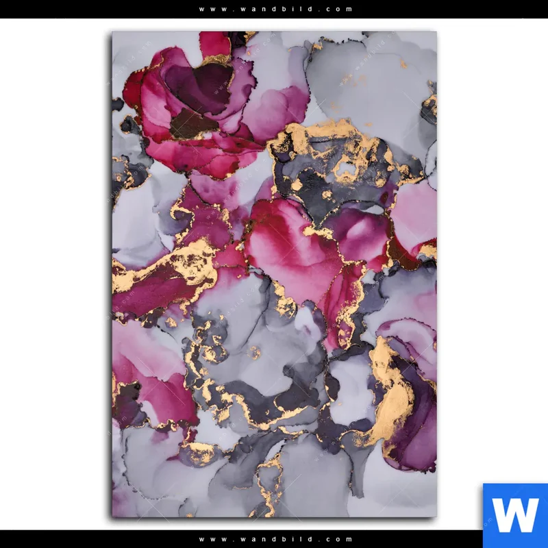 Poster | Farbfluss in Purpur und Gold | Hochformat
